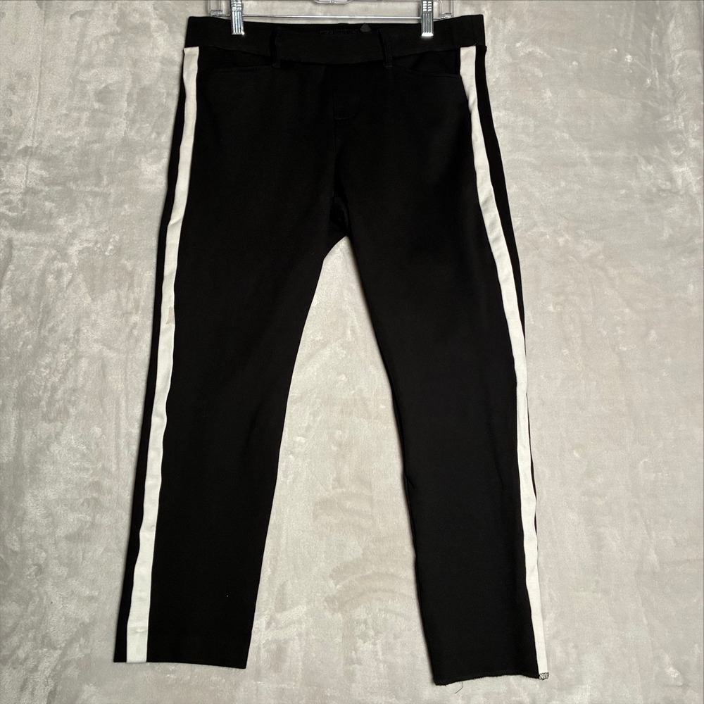 Torrid Black Ponte Knit Side White Stripe Cropped Pants Womens Size 1T Tall.